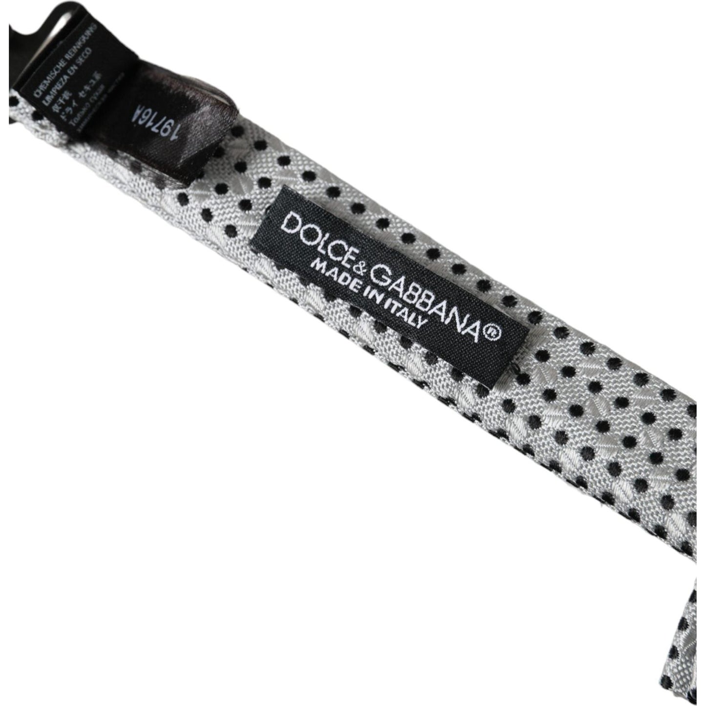 Dolce & Gabbana Gray Silk Polka Dot Adjustable Neck Men Papillon Bow Tie Dolce & Gabbana Dark Slate Gray
