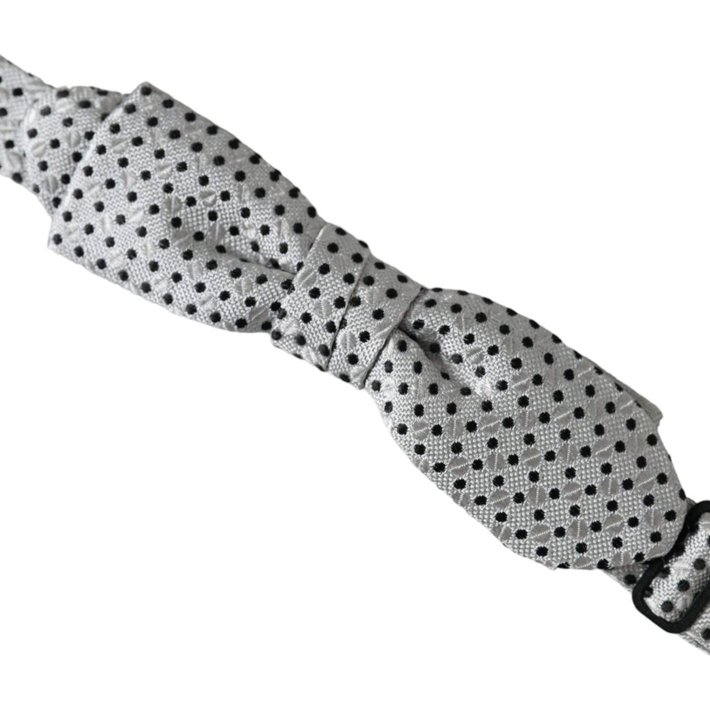 Dolce & Gabbana Gray Silk Polka Dot Adjustable Neck Men Papillon Bow Tie Dolce & Gabbana Dark Gray