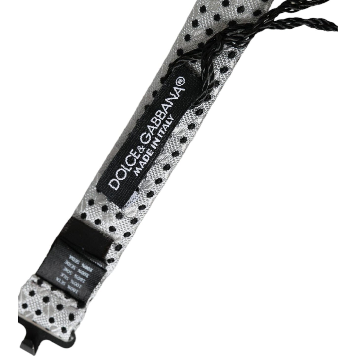 Dolce & Gabbana Gray Silk Polka Dot Adjustable Neck Men Papillon Bow Tie Dolce & Gabbana Dark Slate Gray