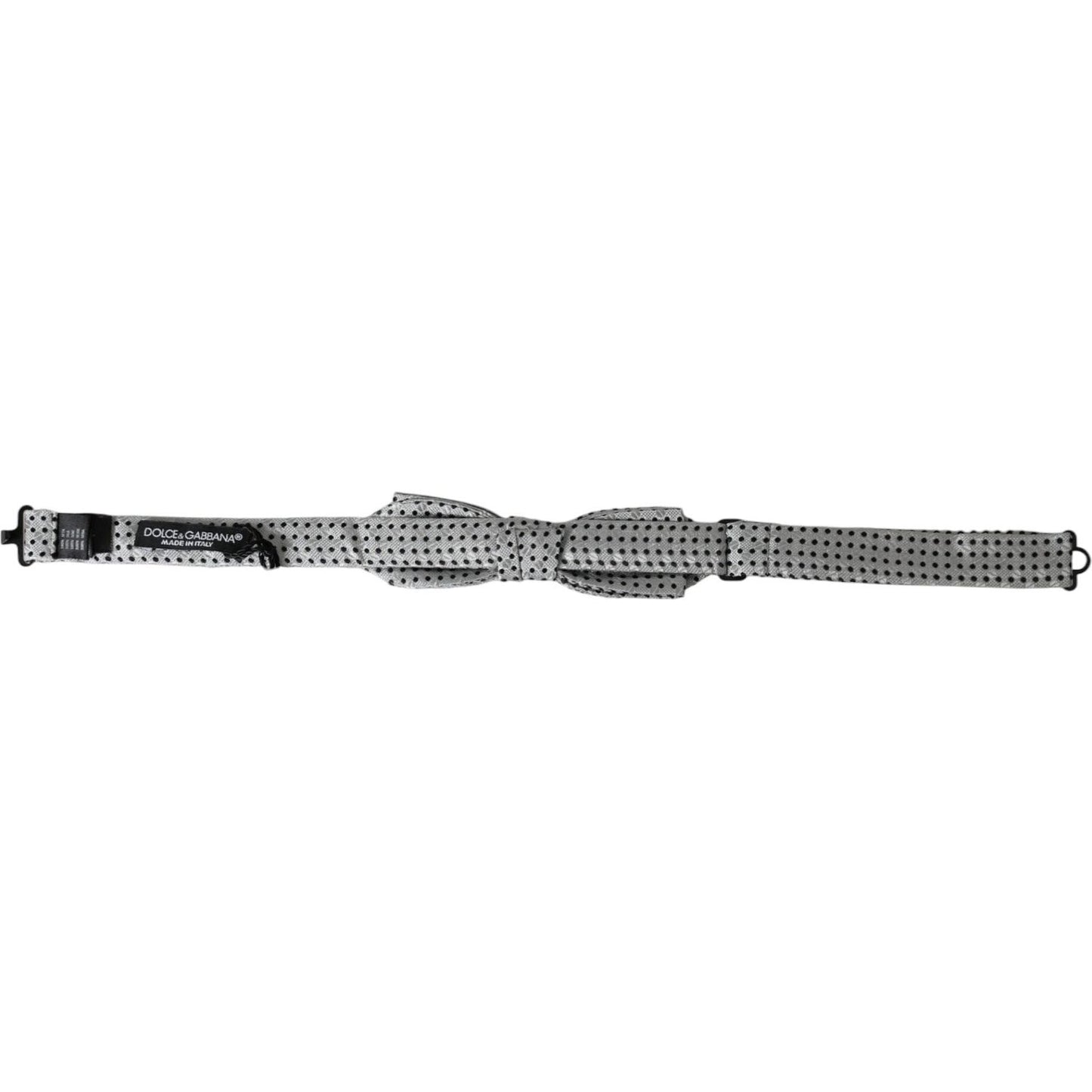 Dolce & Gabbana Gray Silk Polka Dot Adjustable Neck Men Papillon Bow Tie Dolce & Gabbana Light Slate Gray