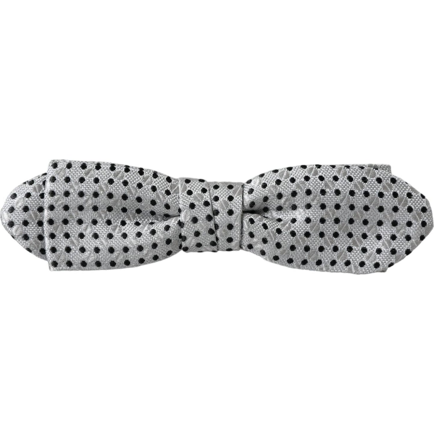 Dolce & Gabbana Gray Silk Polka Dot Adjustable Neck Men Papillon Bow Tie Dolce & Gabbana Dark Gray