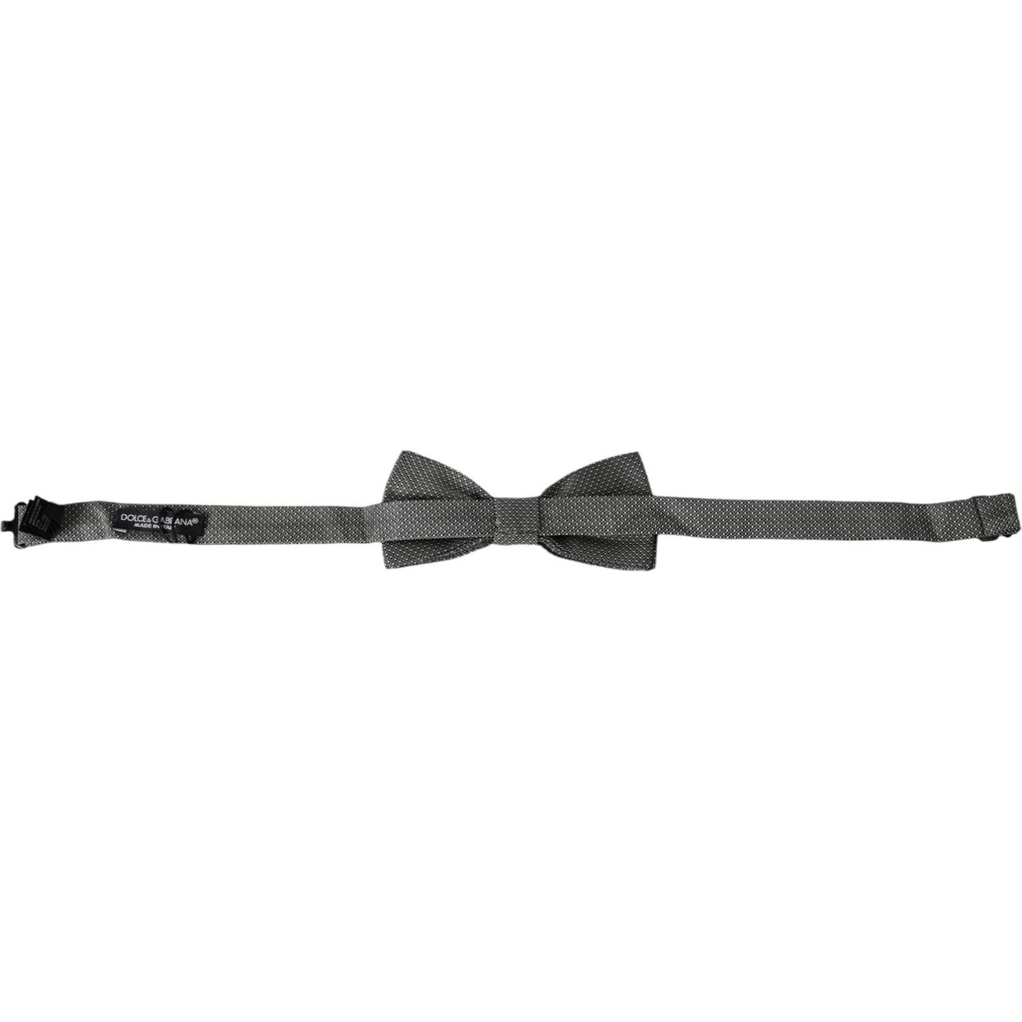 Dolce & Gabbana Gray Silk Patterned Adjustable Neck Men Bow Tie Dolce & Gabbana Dark Slate Gray