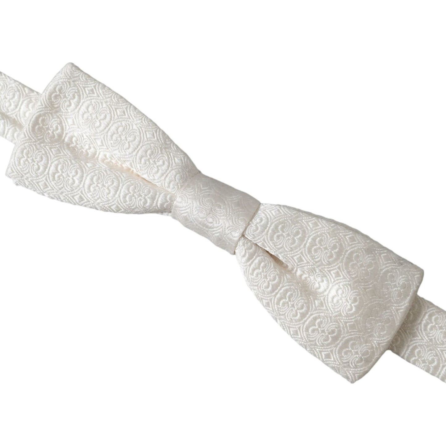 Dolce & Gabbana White Silk Patterned Adjustable Neck Men Papillon Bow Tie Dolce & Gabbana Light Gray