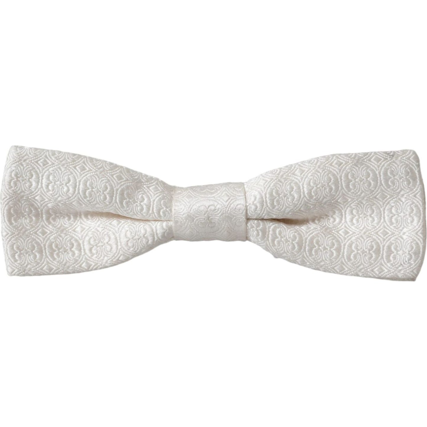 Dolce & Gabbana White Silk Patterned Adjustable Neck Men Papillon Bow Tie Dolce & Gabbana Light Gray