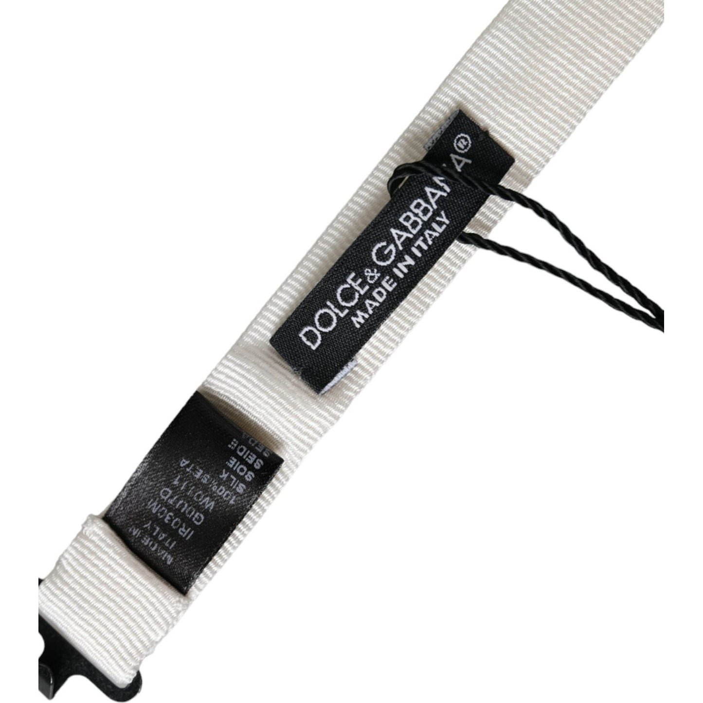 Dolce & Gabbana White Silk Adjustable Neck Men Papillon Bow Tie Dolce & Gabbana Black