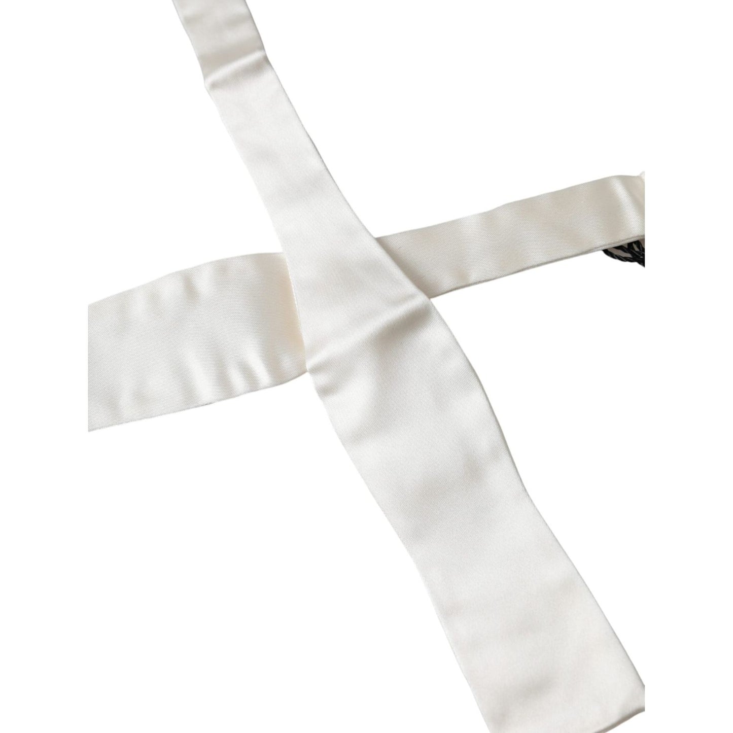 Dolce & Gabbana White Silk Slim Skinny Necktie Men Bow Tie Dolce & Gabbana Light Gray