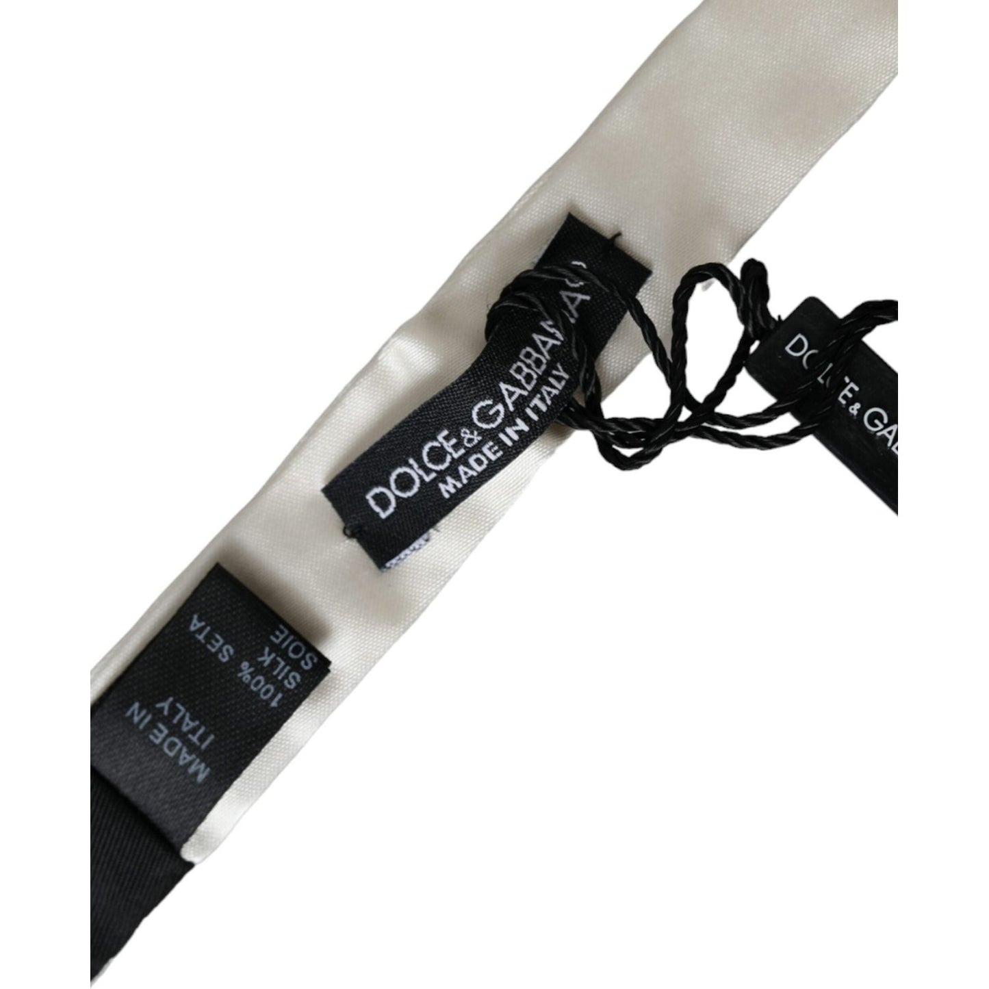 Dolce & Gabbana White Silk Slim Skinny Necktie Men Bow Tie Dolce & Gabbana Gray