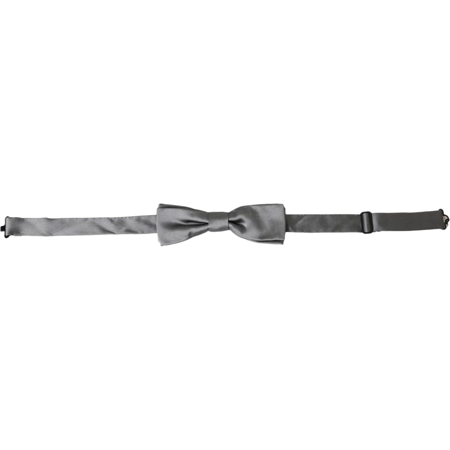 Dolce & Gabbana Gray Satin Silk Adjustable Neck Men Papillon Bow Tie Dolce & Gabbana Dim Gray