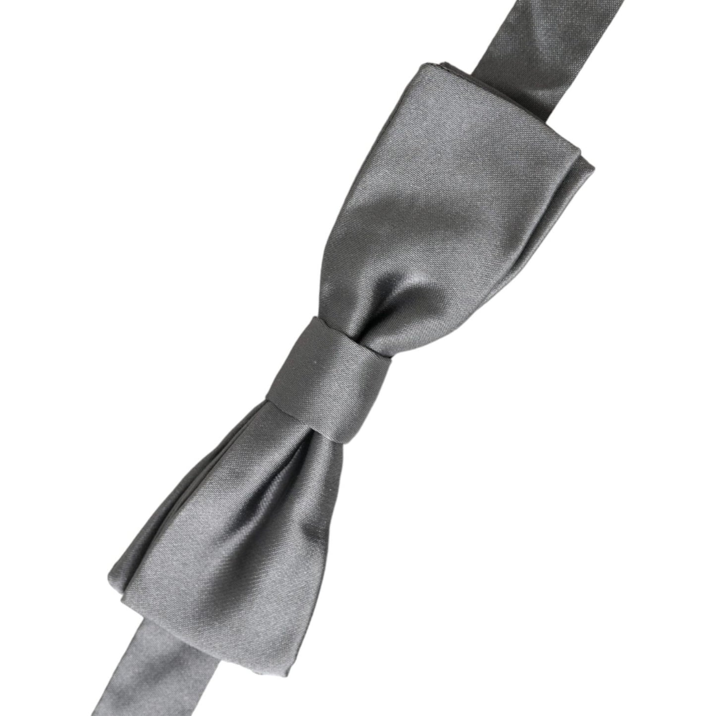 Dolce & Gabbana Gray Satin Silk Adjustable Neck Men Papillon Bow Tie Dolce & Gabbana Slate Gray