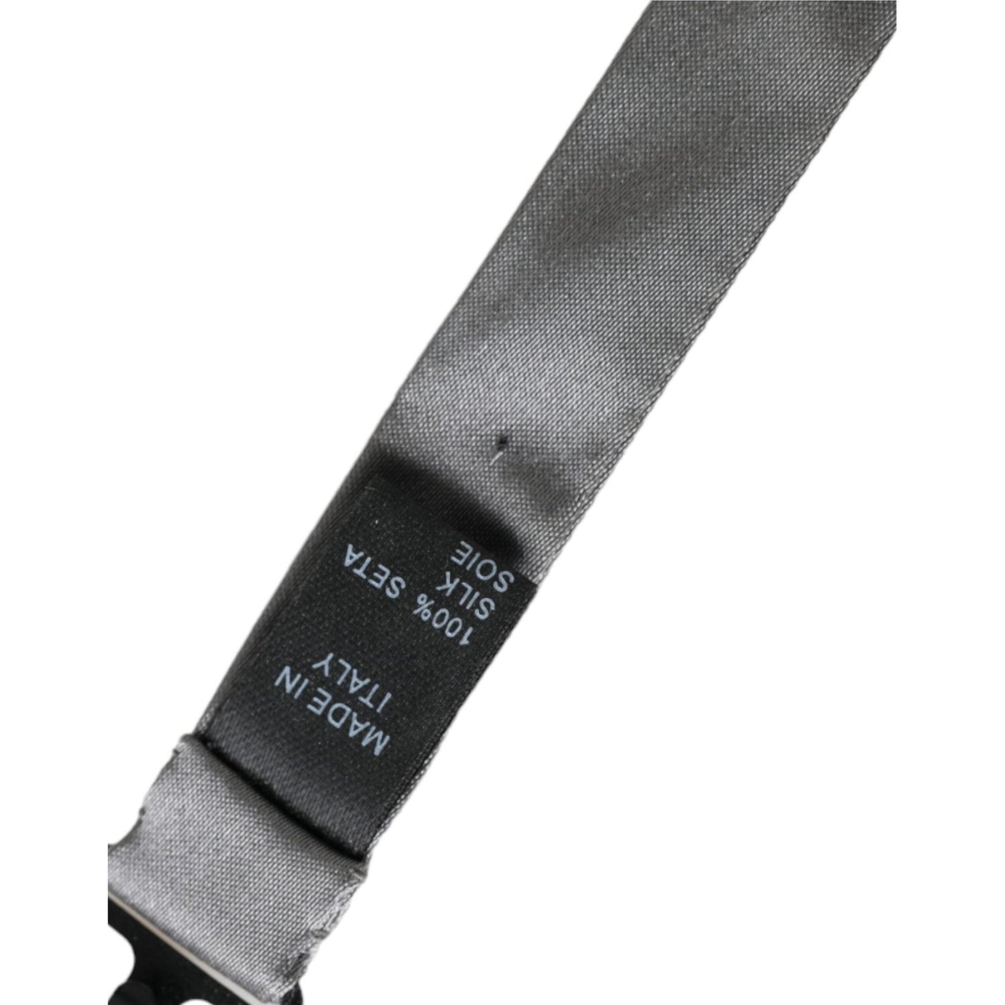 Dolce & Gabbana Gray Satin Silk Adjustable Neck Men Papillon Bow Tie Dolce & Gabbana Dim Gray