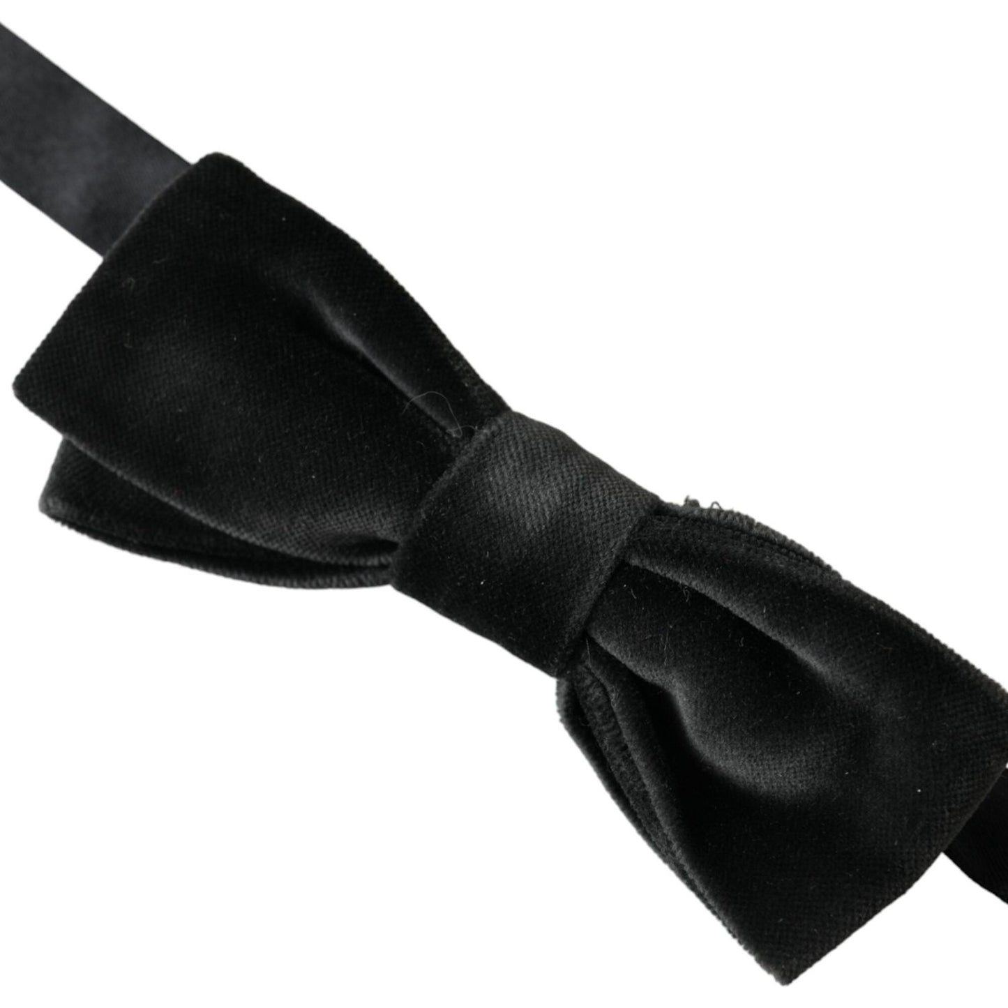 Dolce & Gabbana Black Velvet Cotton Adjustable Neck Men Bow Tie Dolce & Gabbana Black