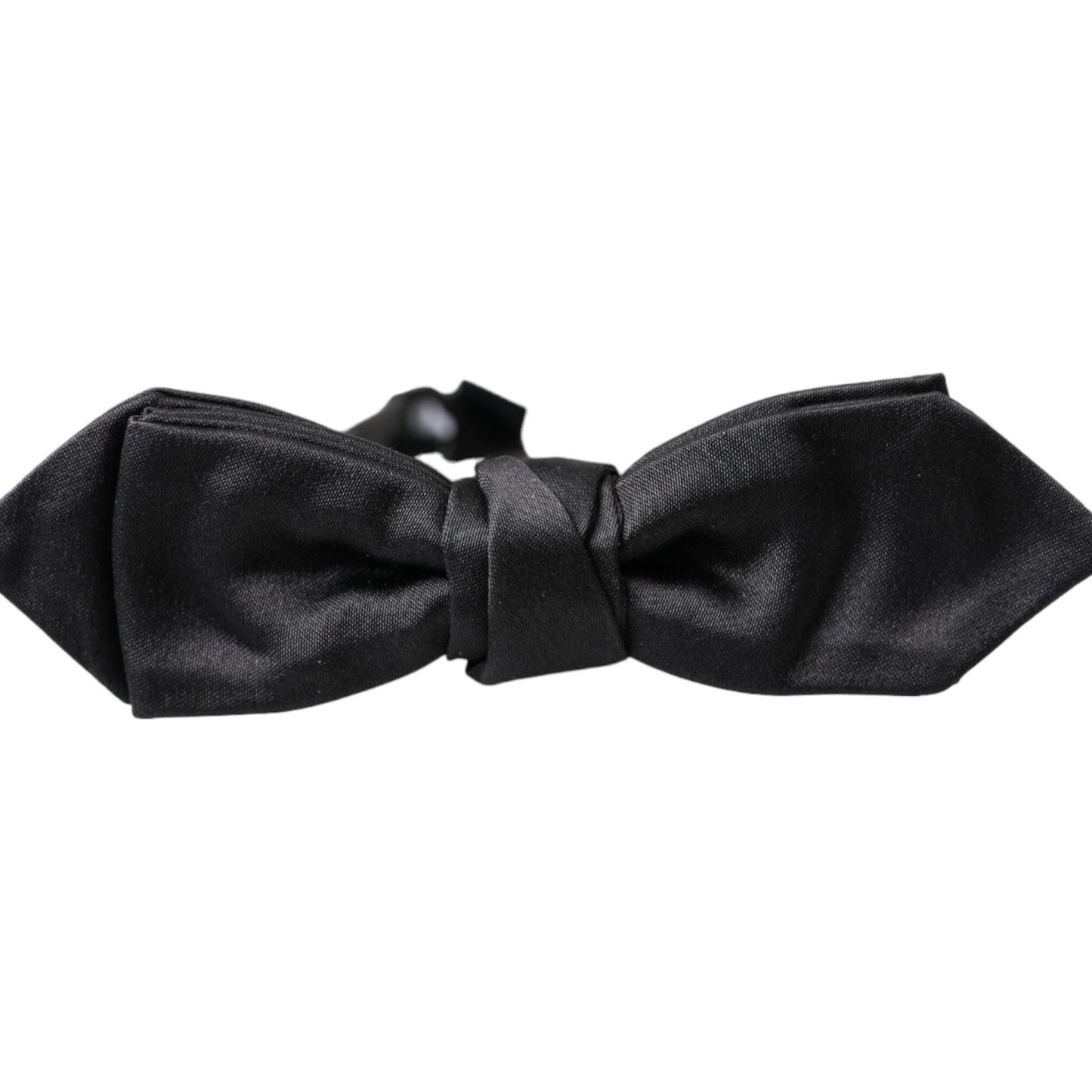 Dolce & Gabbana Black Satin Silk Adjustable Neck Men Bow Tie Dolce & Gabbana Black