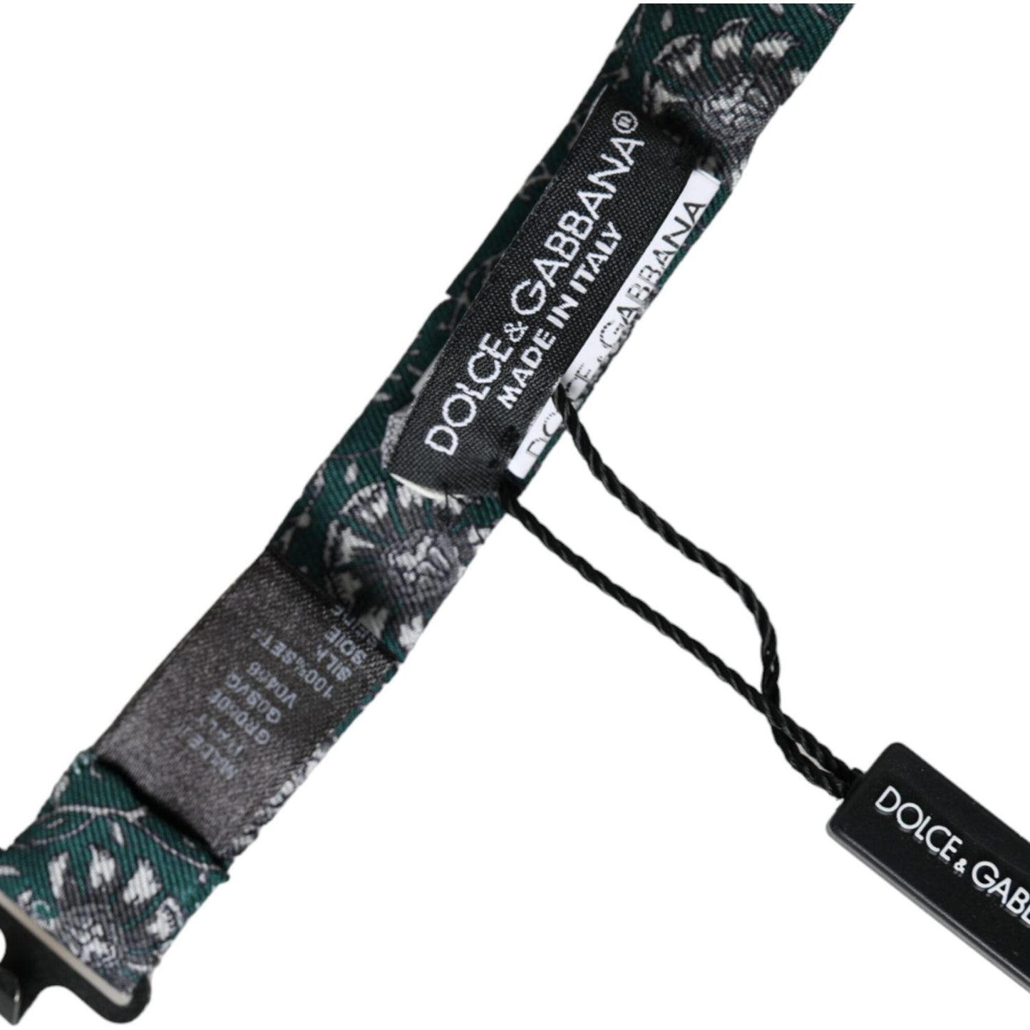 Dolce & Gabbana Green Silk Floral Adjustable Neck Men Bow Tie Dolce & Gabbana Dark Slate Gray