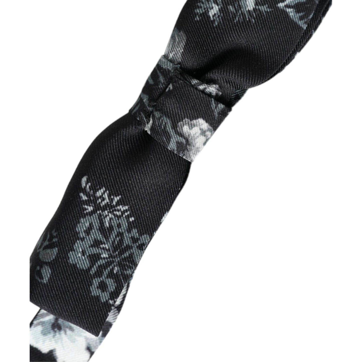 Dolce & Gabbana Black Floral Silk Adjustable Neck Men Bow Tie Dolce & Gabbana Dark Slate Gray