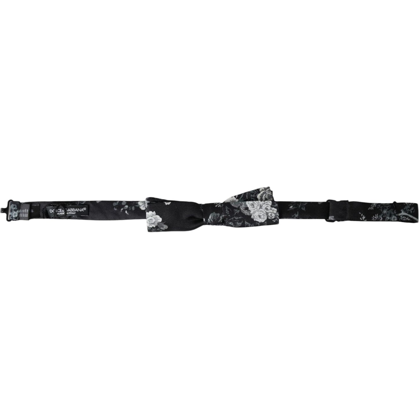 Dolce & Gabbana Black Floral Silk Adjustable Neck Men Bow Tie Dolce & Gabbana Dark Slate Gray
