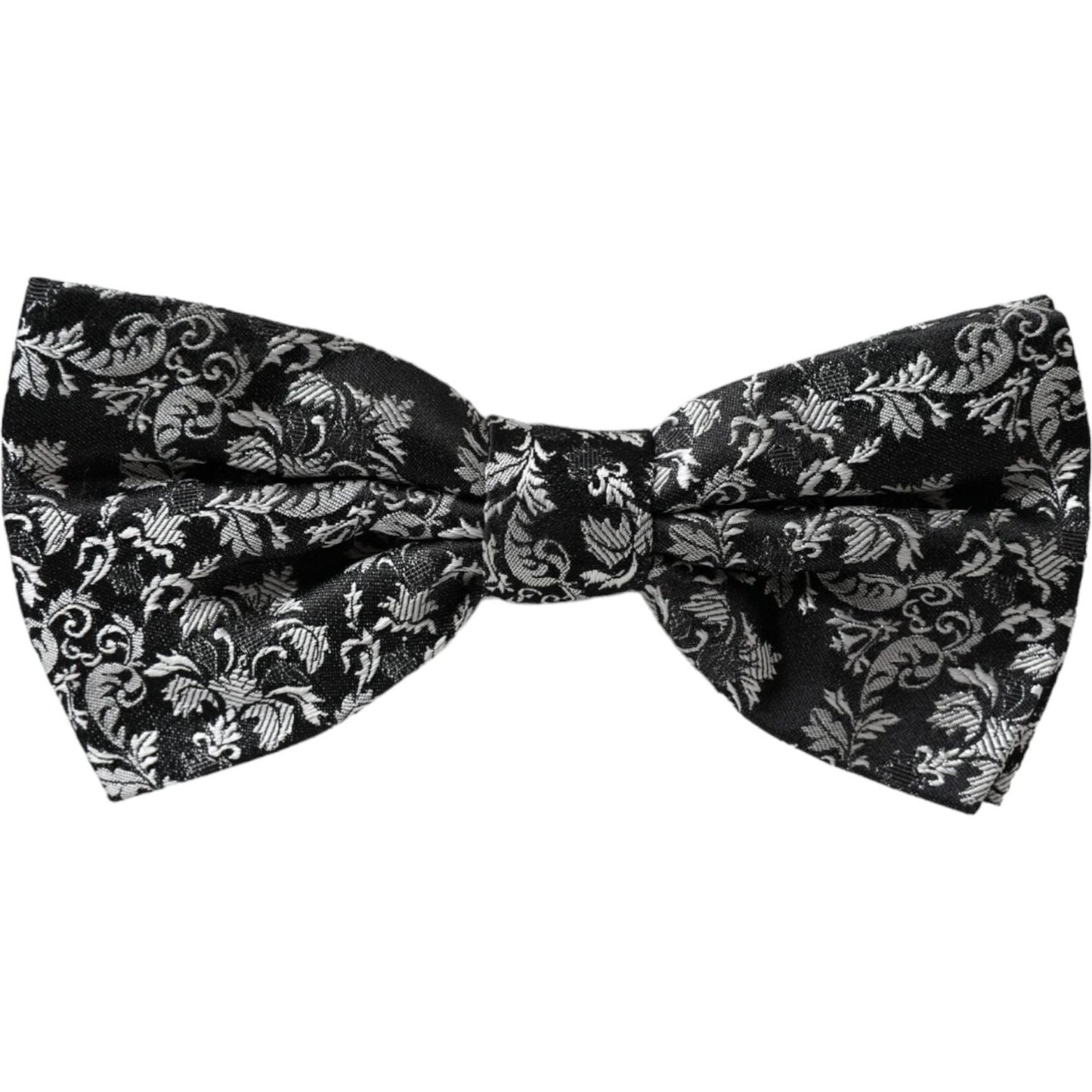 Dolce & Gabbana Black Floral Silk Adjustable Neck Men Bow Tie Dolce & Gabbana Black