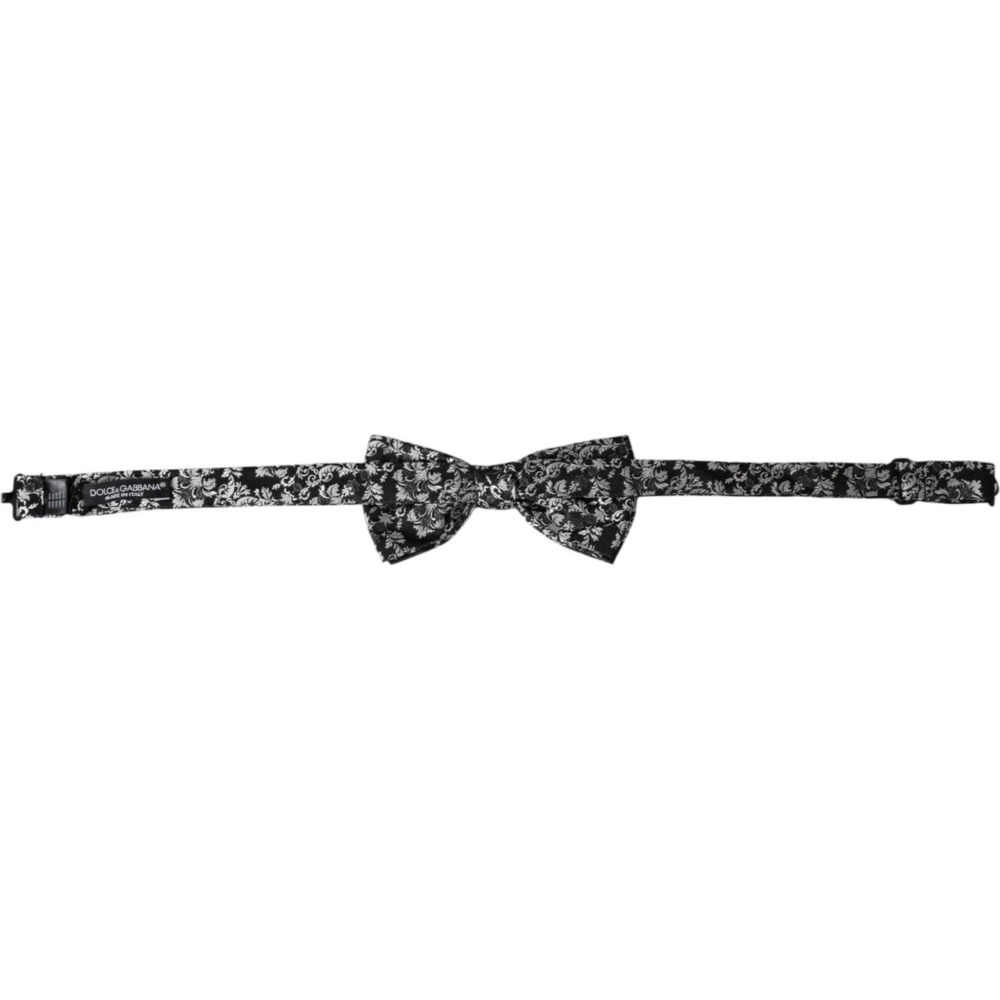 Dolce & Gabbana Black Floral Silk Adjustable Neck Men Bow Tie Dolce & Gabbana Dark Slate Gray