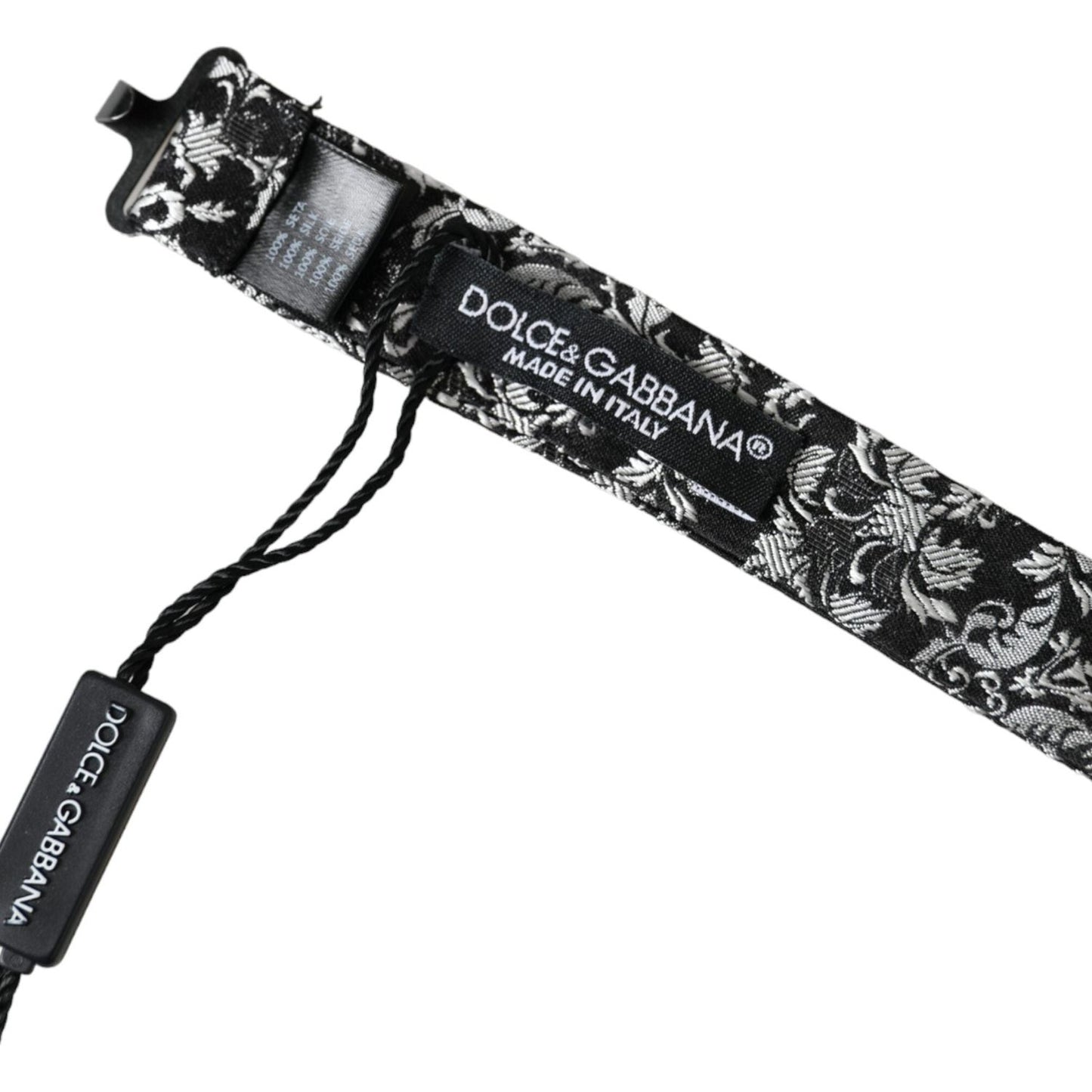 Dolce & Gabbana Black Floral Silk Adjustable Neck Men Bow Tie Dolce & Gabbana Dark Slate Gray