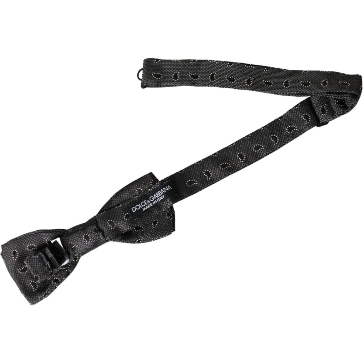 Dolce & Gabbana Black Silk Patterned Adjustable Neck Men Bow Tie Dolce & Gabbana Dark Slate Gray