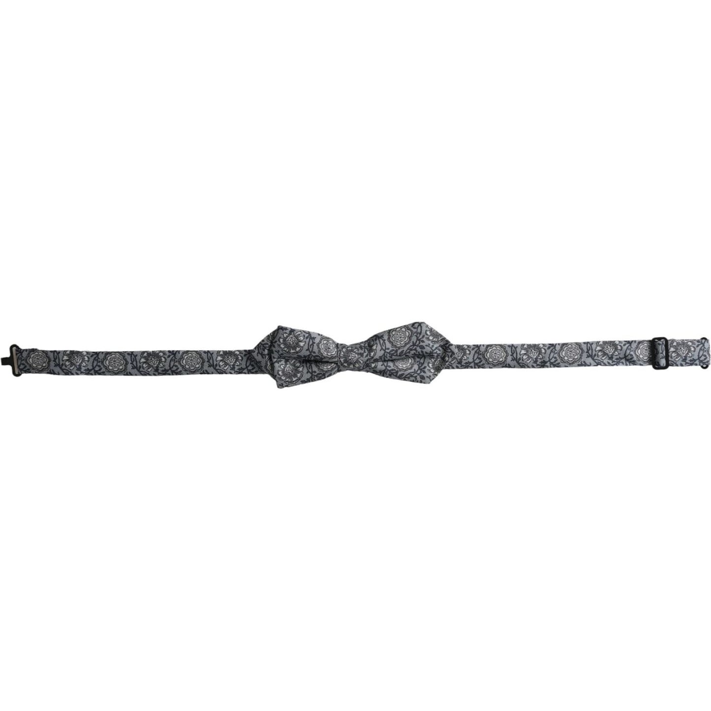 Dolce & Gabbana Gray Silk Patterned Adjustable Neck Men Bow Tie Dolce & Gabbana Dark Slate Gray