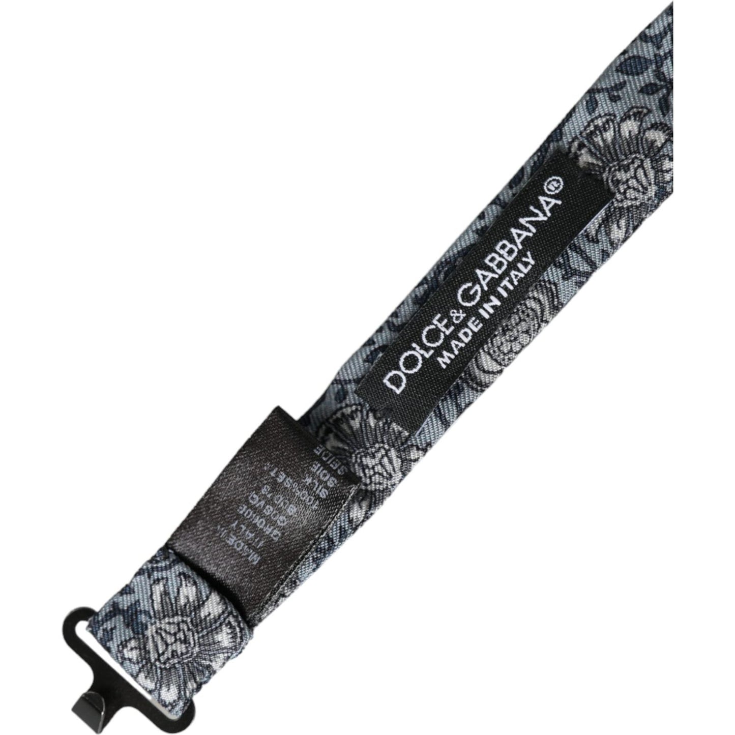 Dolce & Gabbana Gray Silk Patterned Adjustable Neck Men Bow Tie Dolce & Gabbana Dark Slate Gray