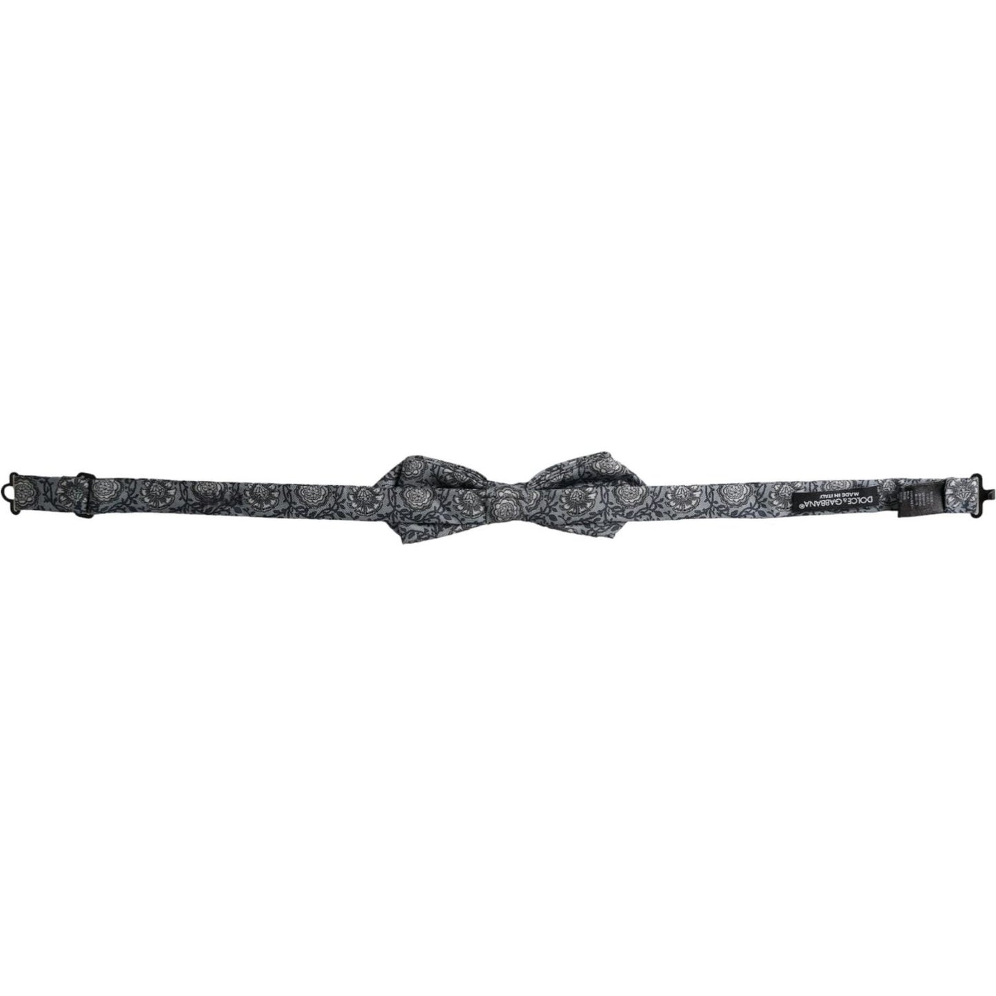 Dolce & Gabbana Gray Silk Patterned Adjustable Neck Men Bow Tie Dolce & Gabbana Dark Slate Gray