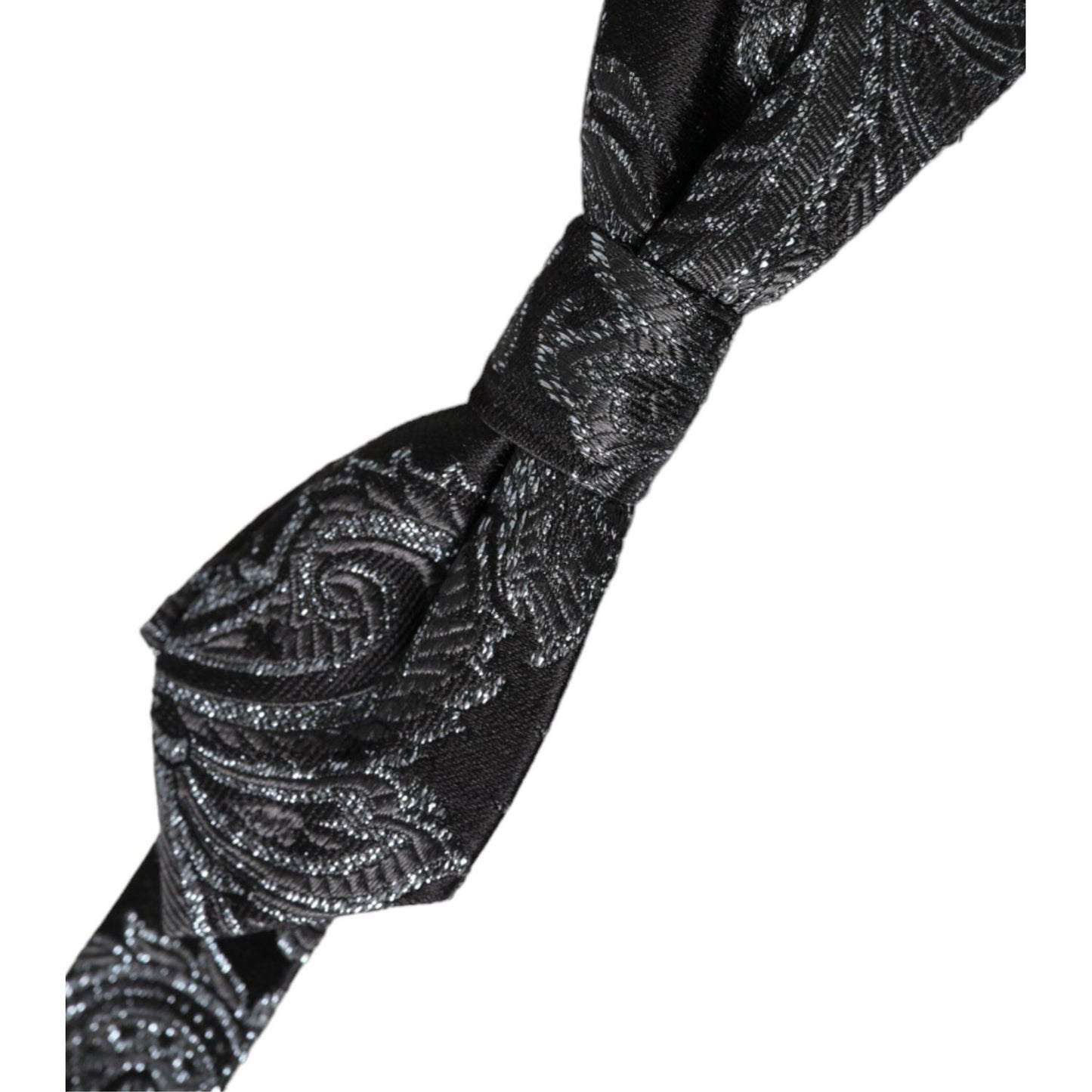 Dolce & Gabbana Black Silk Jacquard Adjustable Neck Men Bow Tie Dolce & Gabbana Dark Slate Gray