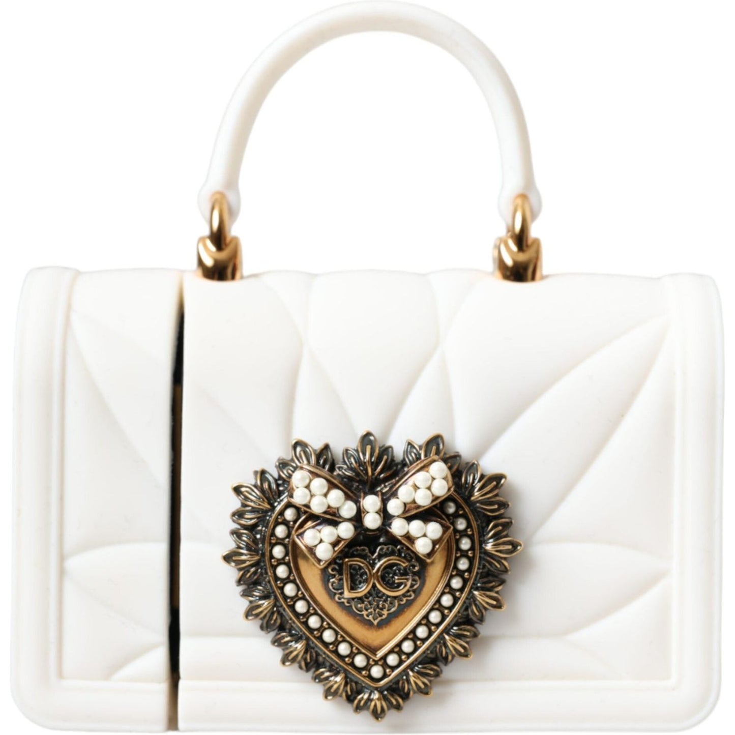 Dolce & Gabbana White Silicone Devotion Heart Cover Hand Bag Airpod Case Dolce & Gabbana Beige