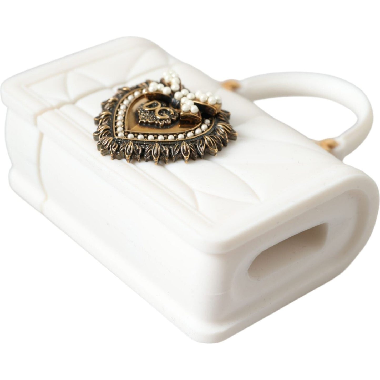 Dolce & Gabbana White Silicone Devotion Heart Cover Hand Bag Airpod Case Dolce & Gabbana Antique White