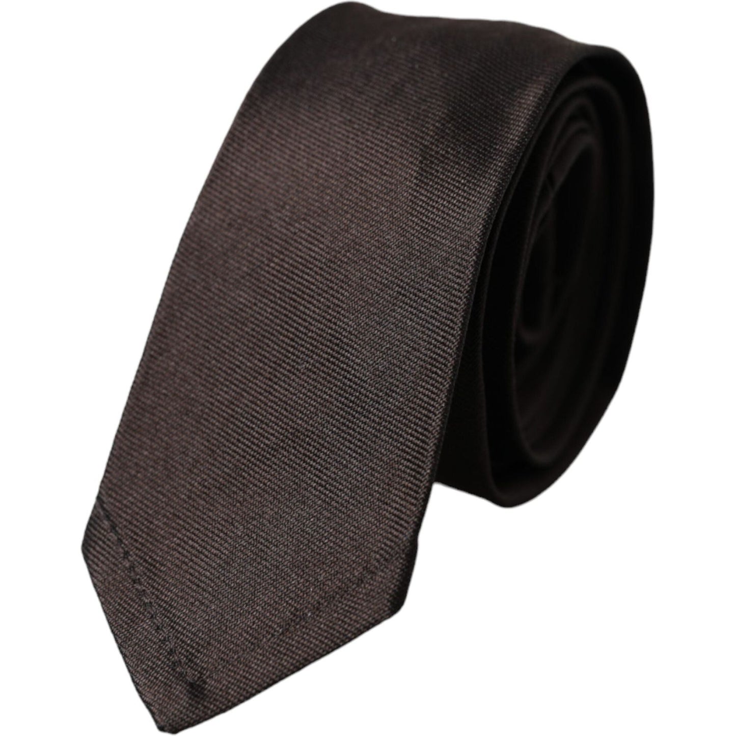 Dolce & Gabbana Brown Solid 100% Silk Adjustable Tie Dolce & Gabbana Dark Slate Gray