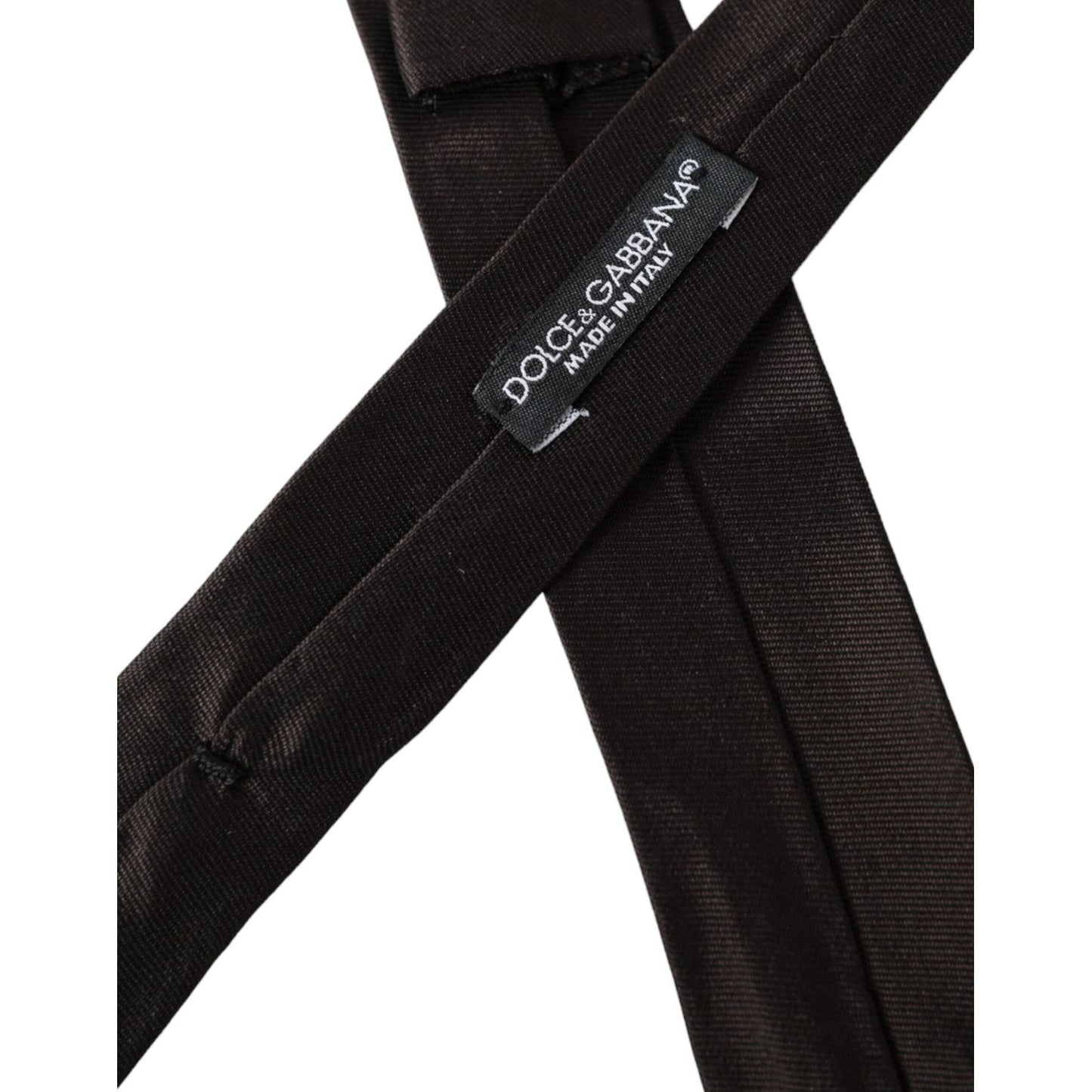 Dolce & Gabbana Brown Solid 100% Silk Adjustable Tie Dolce & Gabbana Black