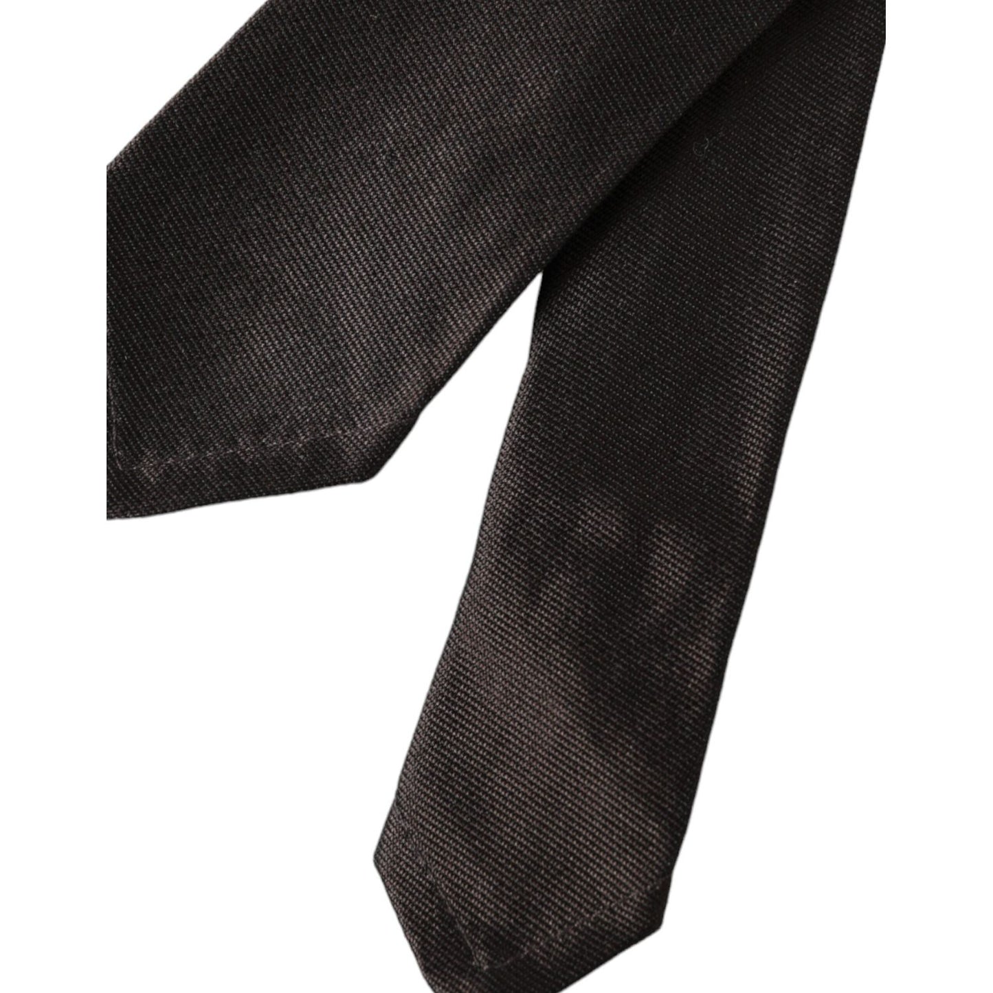 Dolce & Gabbana Brown Solid 100% Silk Adjustable Tie Dolce & Gabbana Black