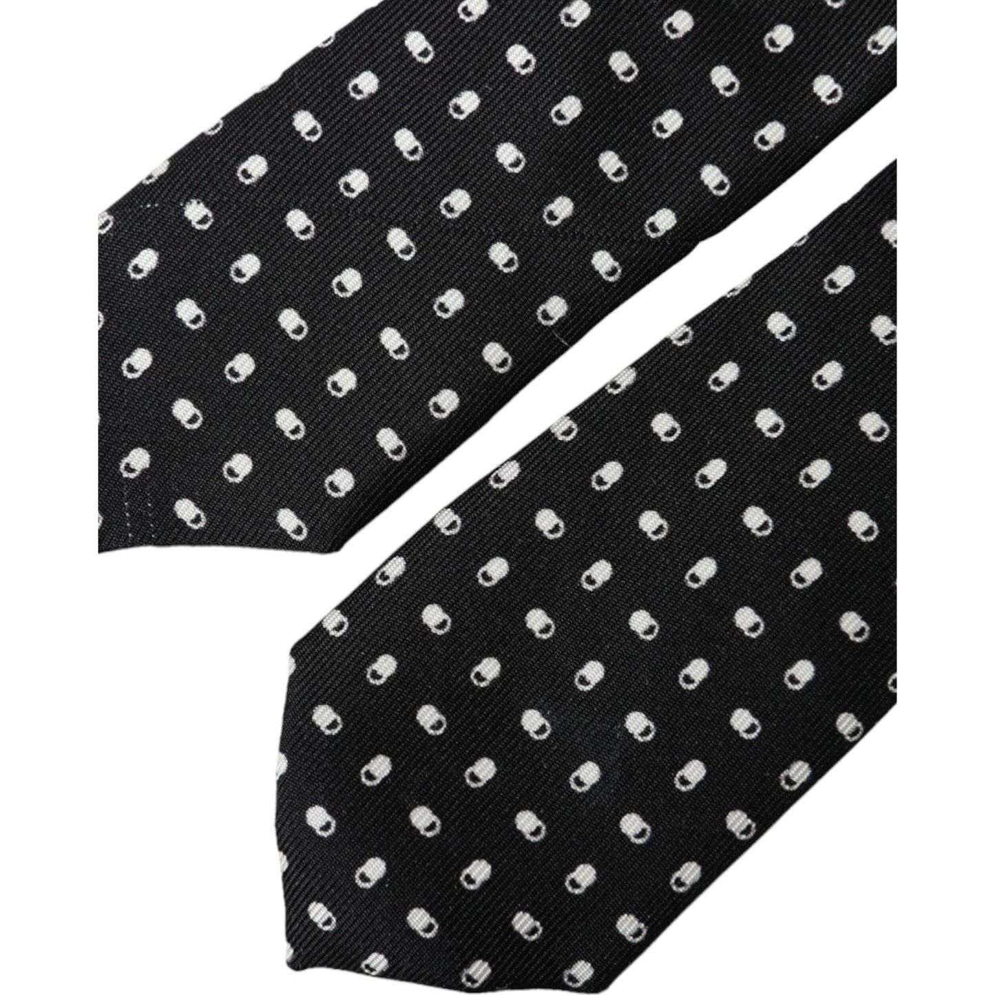 Dolce & Gabbana Black Patterned 100%Silk Adjustable Tie Dolce & Gabbana Black