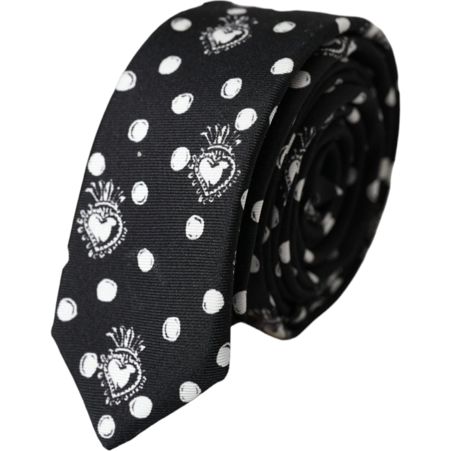 Dolce & Gabbana Black Heart Polka Dot Adjustable Tie Dolce & Gabbana Black