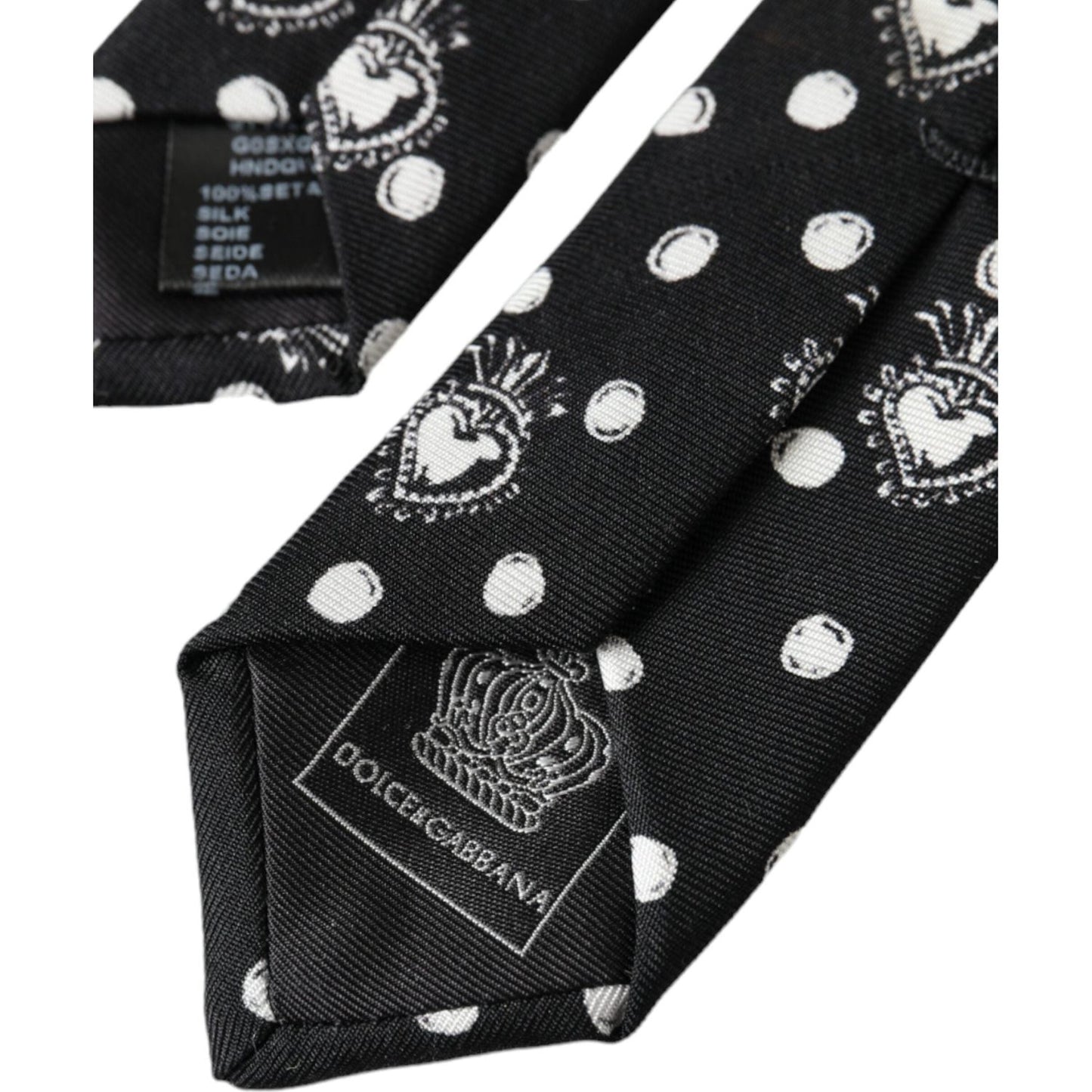 Dolce & Gabbana Black Heart Polka Dot Adjustable Tie Dolce & Gabbana Black