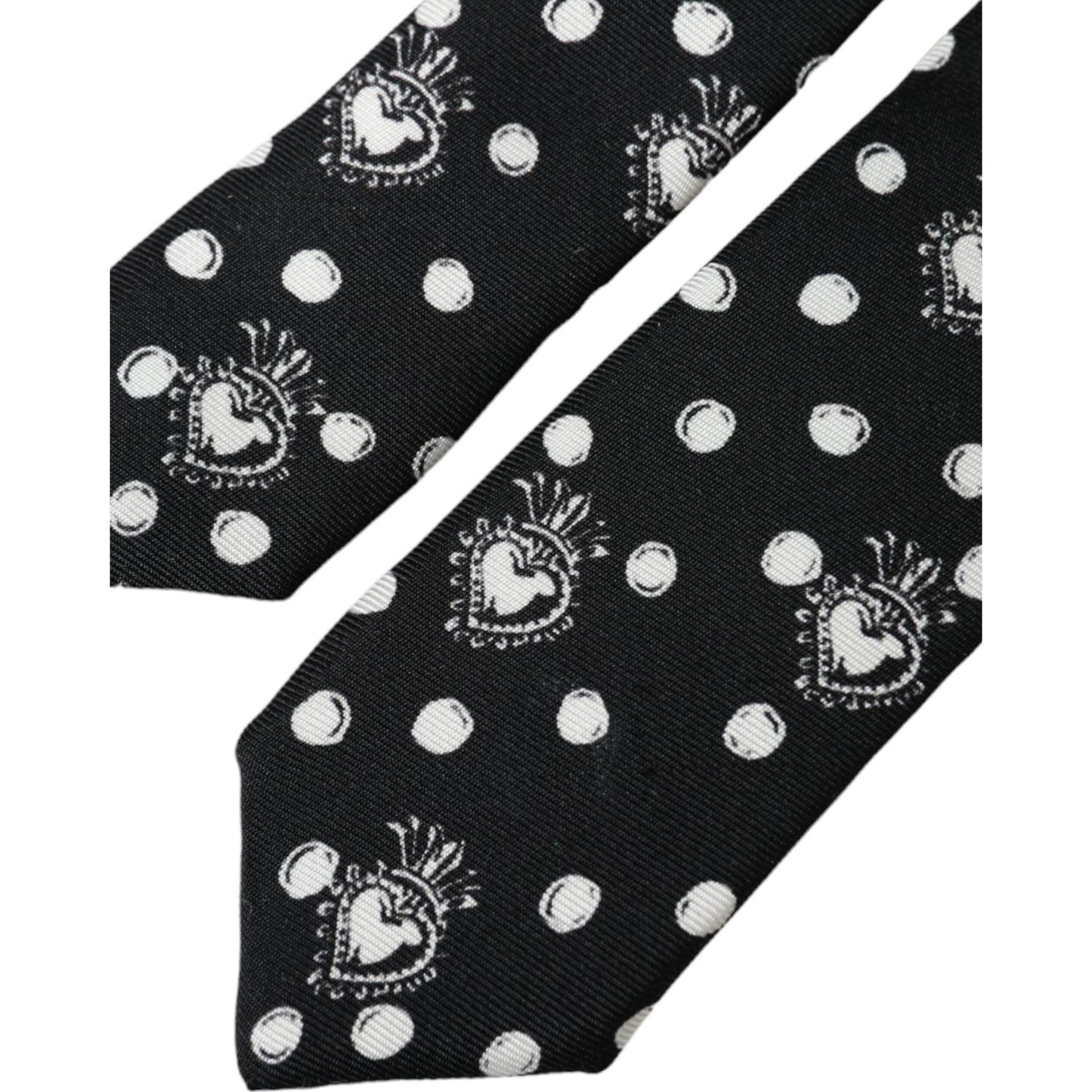 Dolce & Gabbana Black Heart Polka Dot Adjustable Tie Dolce & Gabbana Black
