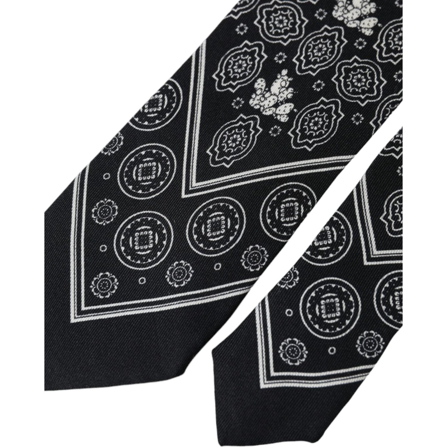 Dolce & Gabbana Black Patterned 100%Silk Adjustable Tie Dolce & Gabbana Black
