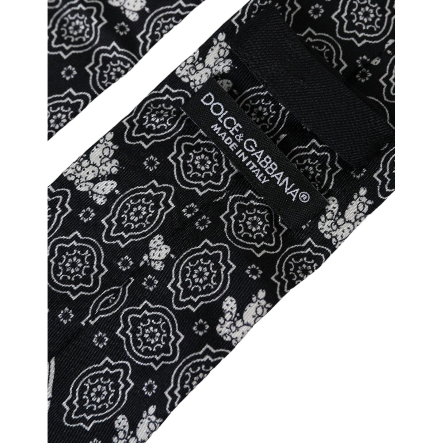 Dolce & Gabbana Black Patterned 100%Silk Adjustable Tie Dolce & Gabbana Black