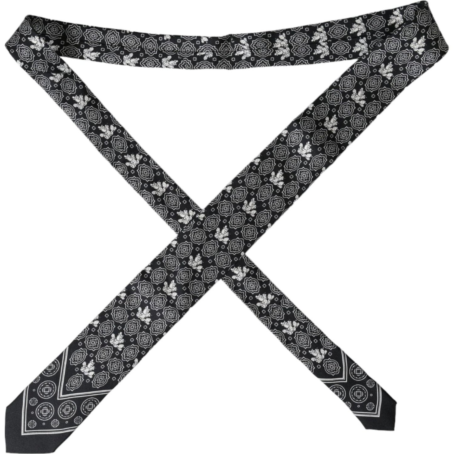 Dolce & Gabbana Black Patterned 100%Silk Adjustable Tie Dolce & Gabbana Dark Slate Gray