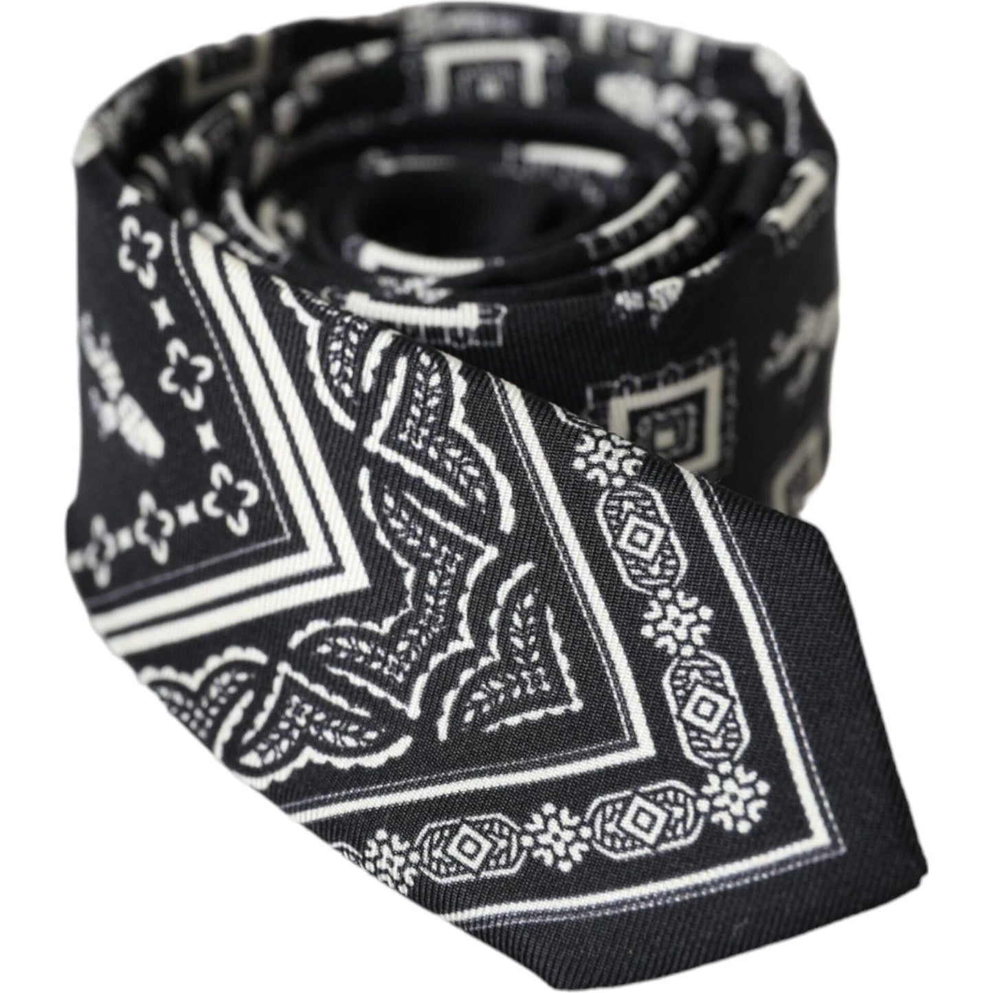 Dolce & Gabbana Black Patterned 100%Silk Adjustable Tie Dolce & Gabbana Dark Slate Gray