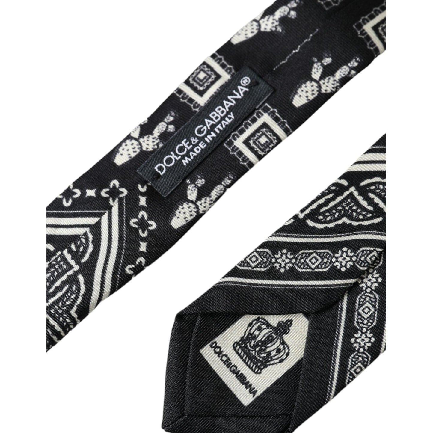 Dolce & Gabbana Black Patterned 100%Silk Adjustable Tie Dolce & Gabbana Dark Slate Gray