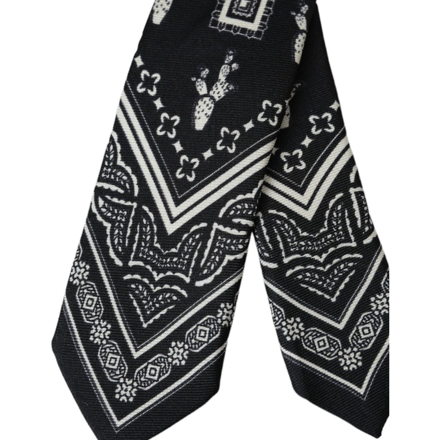 Dolce & Gabbana Black Patterned 100%Silk Adjustable Tie Dolce & Gabbana Gray