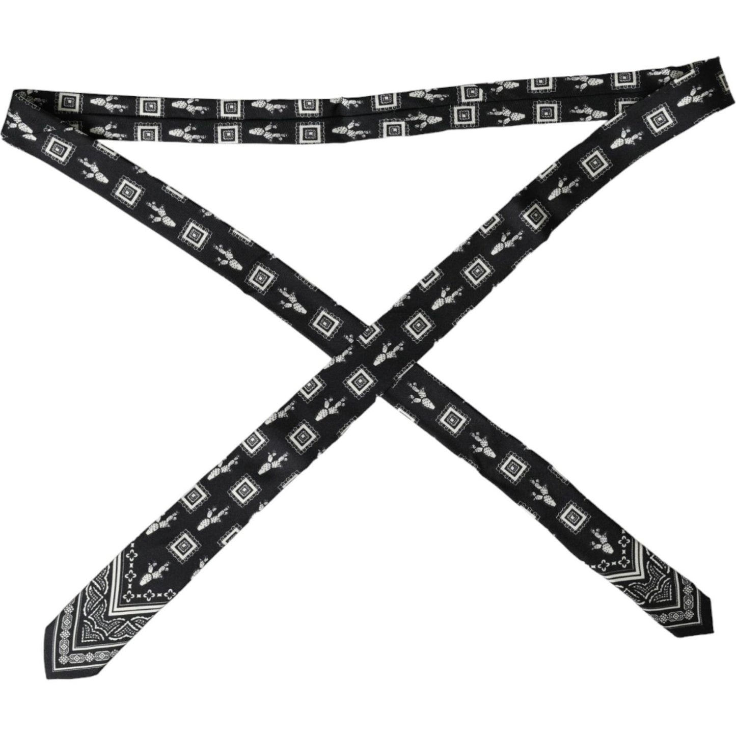 Dolce & Gabbana Black Patterned 100%Silk Adjustable Tie Dolce & Gabbana Dark Slate Gray