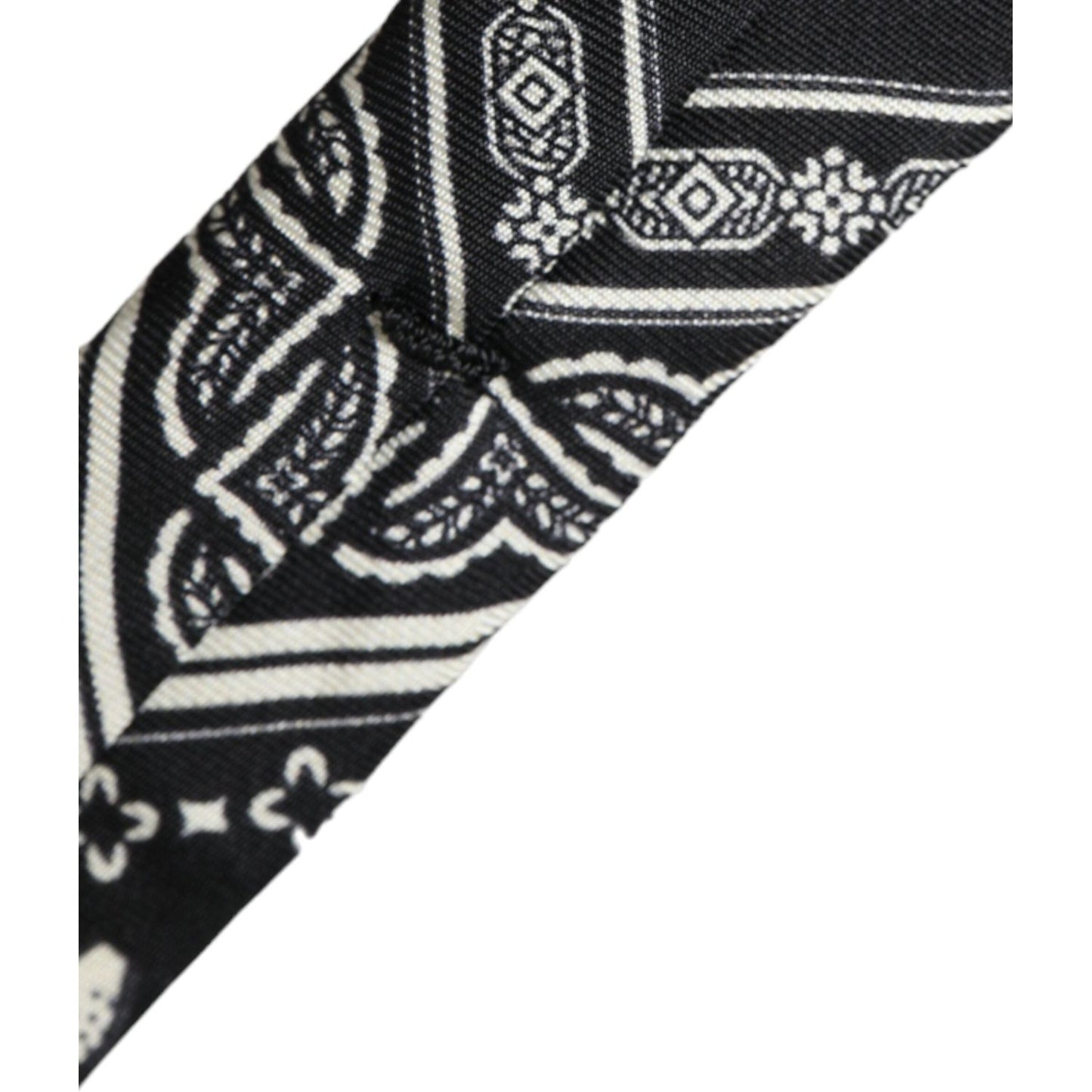 Dolce & Gabbana Black Patterned 100%Silk Adjustable Tie Dolce & Gabbana Gray