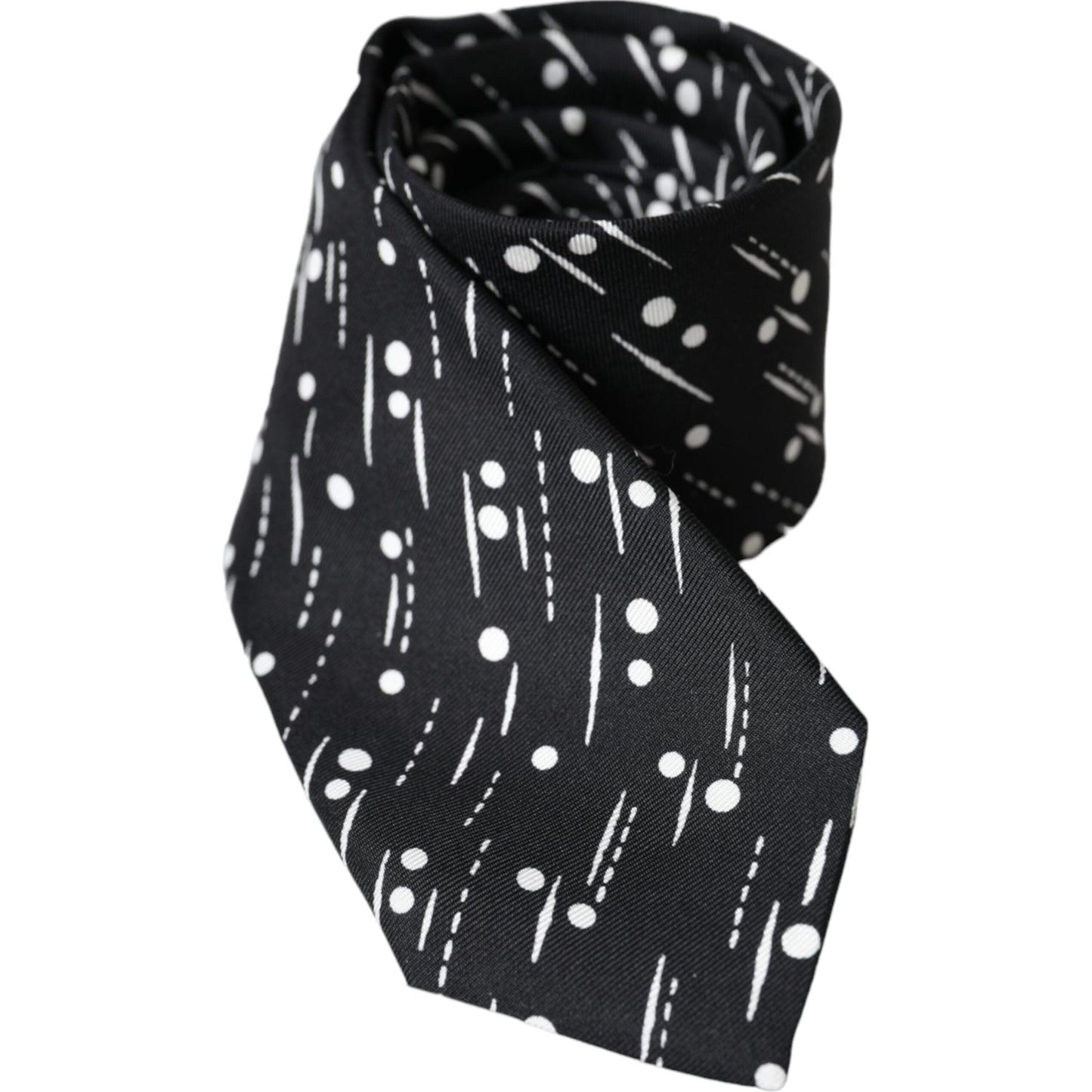 Dolce & Gabbana Black Dotted 100% Silk Adjustable Tie Dolce & Gabbana Dark Slate Gray