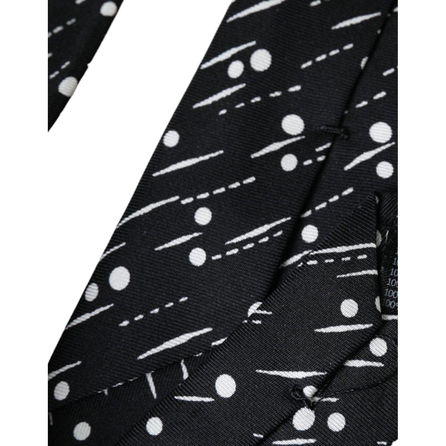 Dolce & Gabbana Black Dotted 100% Silk Adjustable Tie Dolce & Gabbana Black