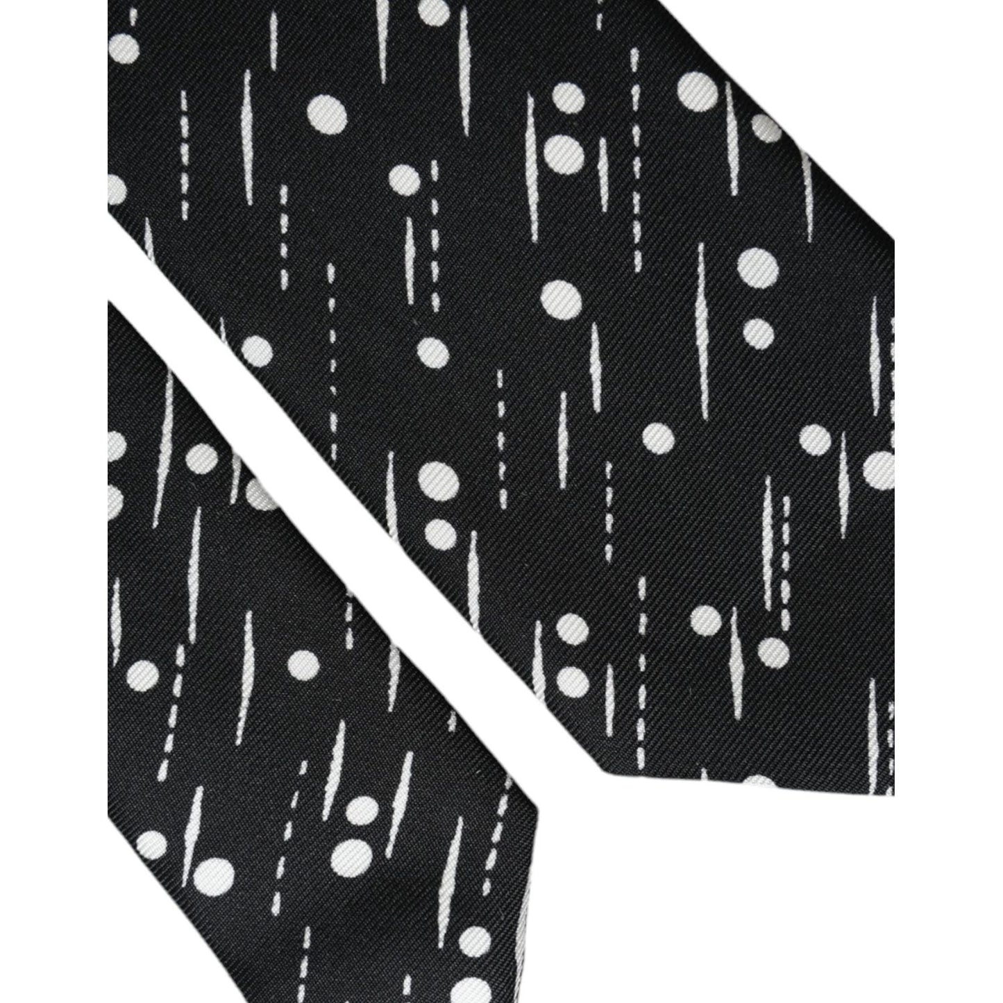 Dolce & Gabbana Black Dotted 100% Silk Adjustable Tie Dolce & Gabbana Black