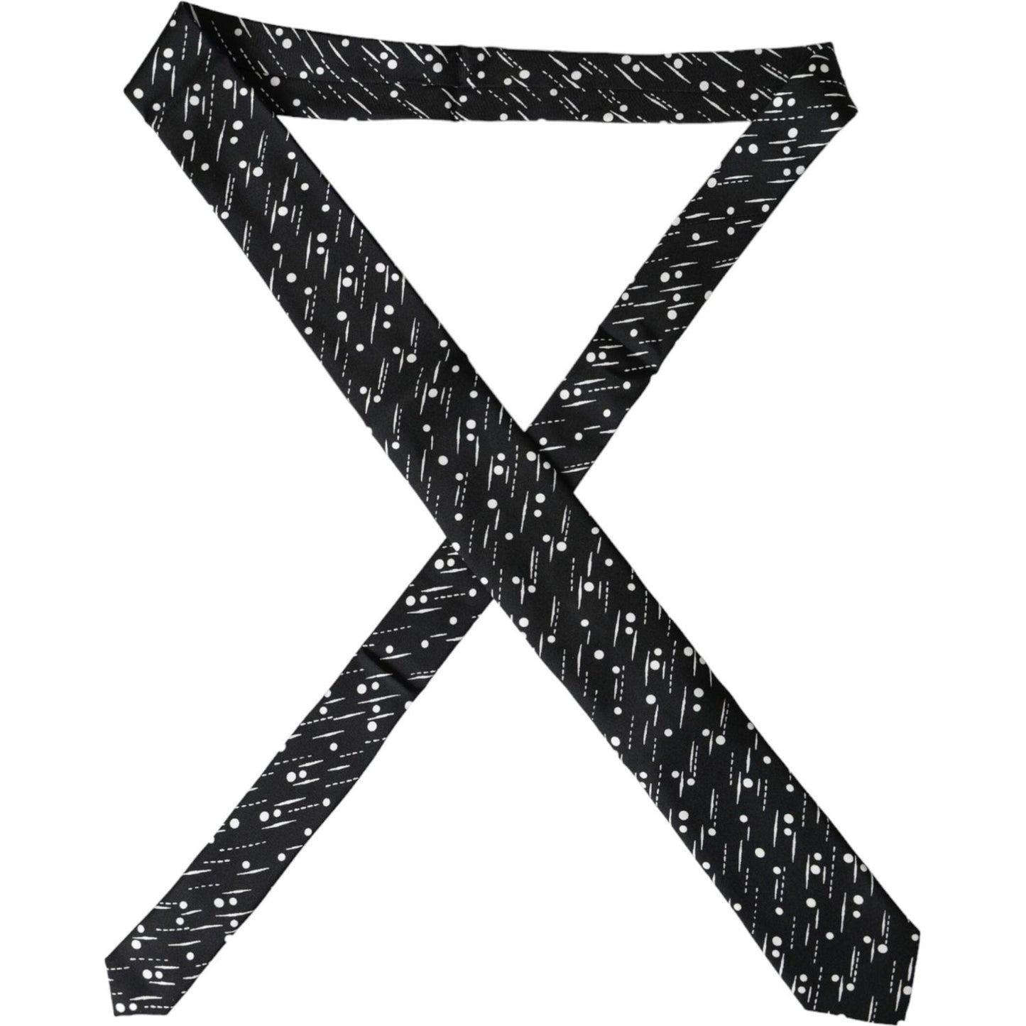 Dolce & Gabbana Black Dotted 100% Silk Adjustable Tie Dolce & Gabbana Black