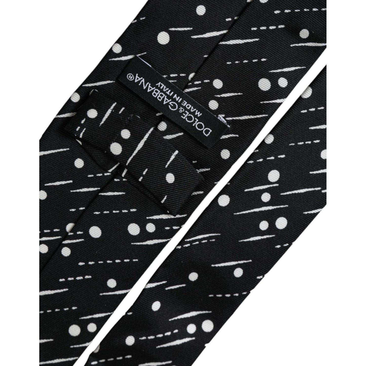 Dolce & Gabbana Black Dotted 100% Silk Adjustable Tie Dolce & Gabbana Black