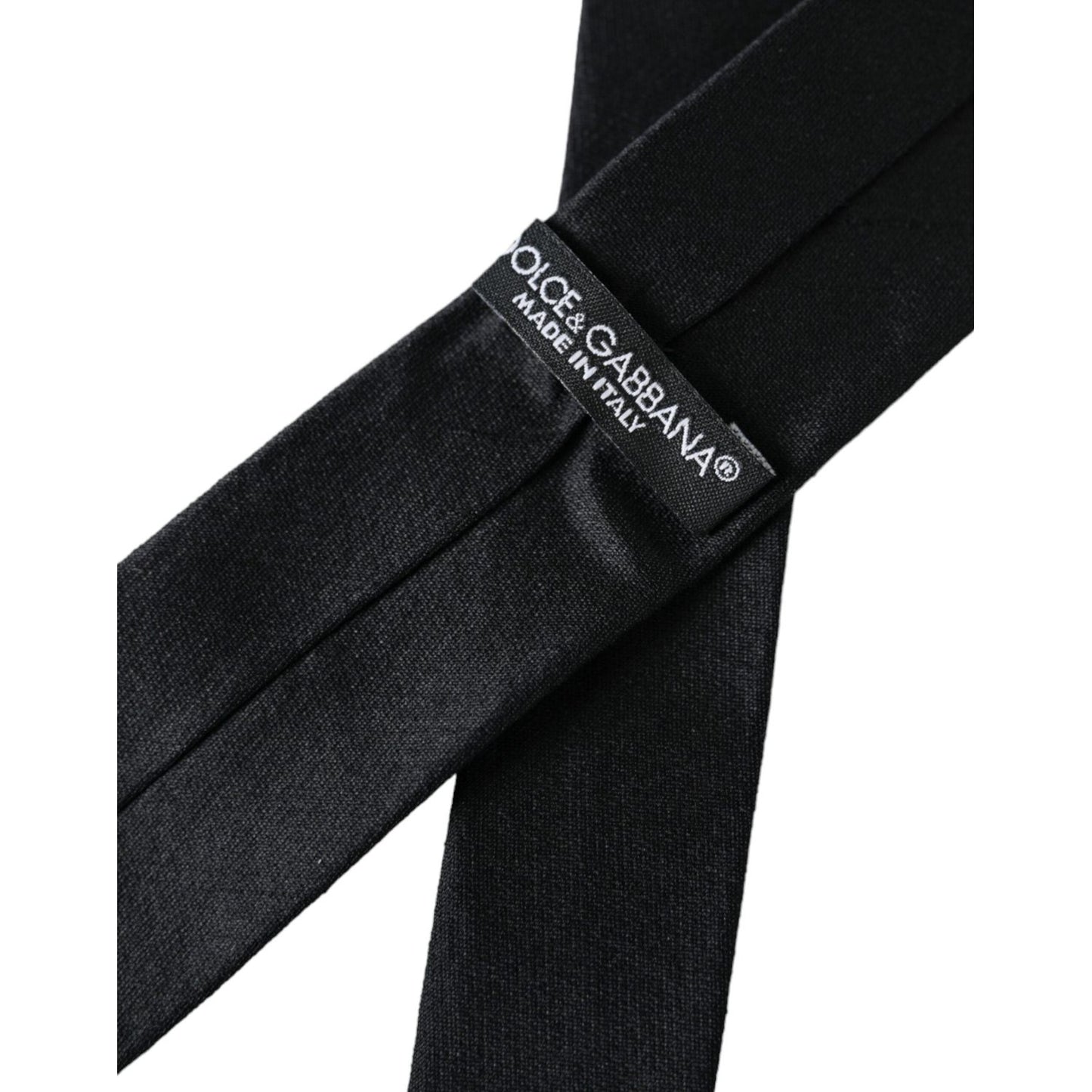 Dolce & Gabbana Black Solid 100% Silk Adjustable Tie Dolce & Gabbana Black